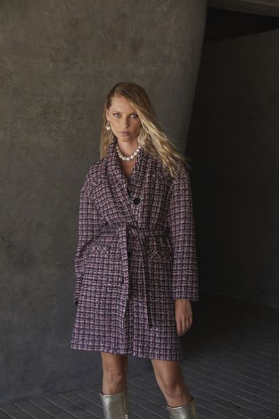 Imagem de Casaco Pied-de-poule com Cinto